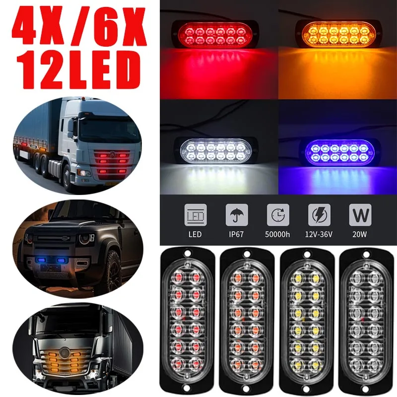 4X 6X 12V-24V 12LED Lights for Car Truck Turn Signal Warning Light Emergency Lamp Traffic Flashing Light Bar for Car Truck
4X 6X 12V-24V 12LED Lights for Car Truck Turn Signal Warning Light Emergency Lamp Traffic Flashing Light Bar for Car Truck
