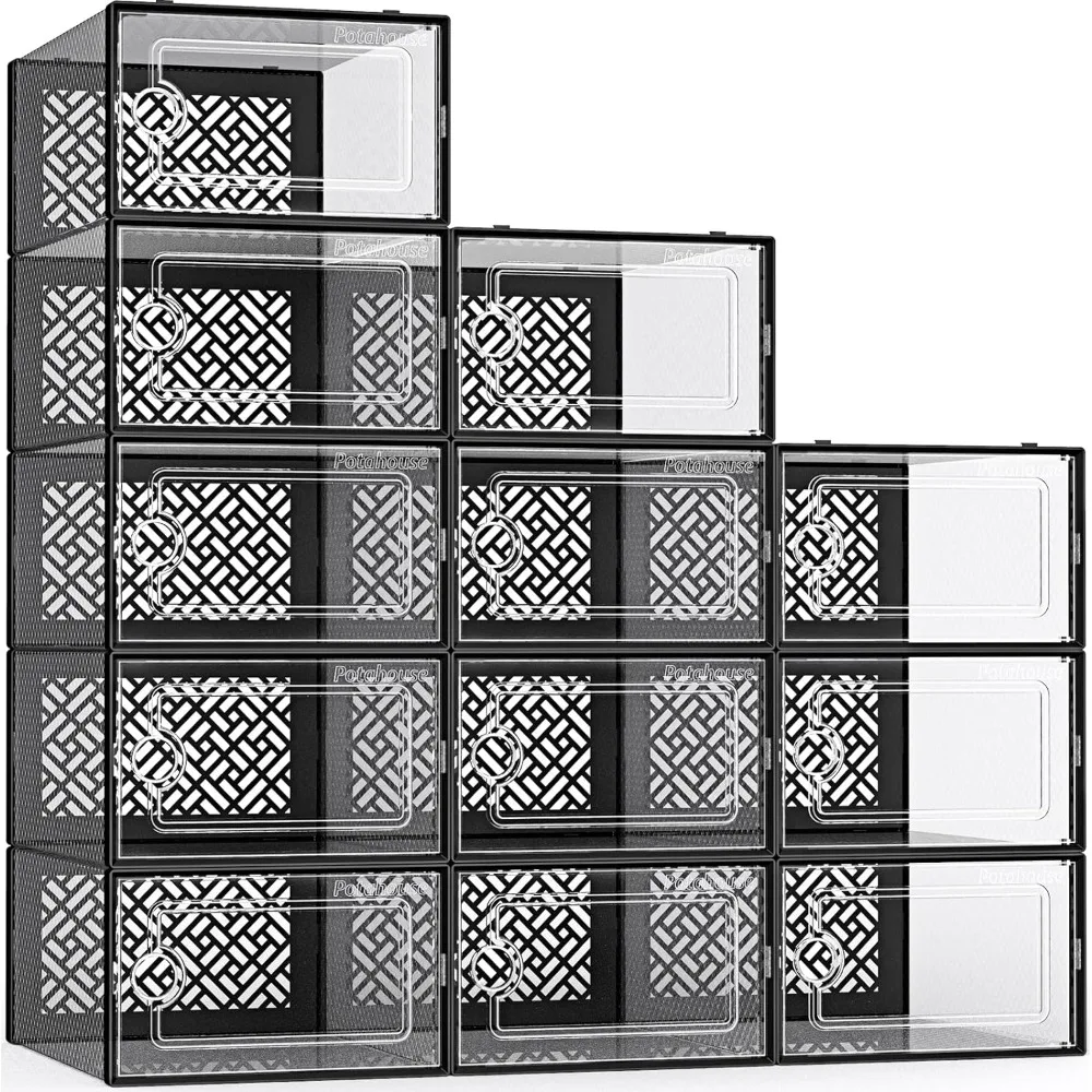 Potahouse® Shoe Storage Box Upgraded X-Large 12 Pack Shoe Box Stackable Clear Door Fit US Size Men's 11 Women's 12, Shoe Organiz
Potahouse® Shoe Storage Box Upgraded X-Large 12 Pack Shoe Box Stackable Clear Door Fit US Size Men's 11 Women's 12, Shoe Organiz