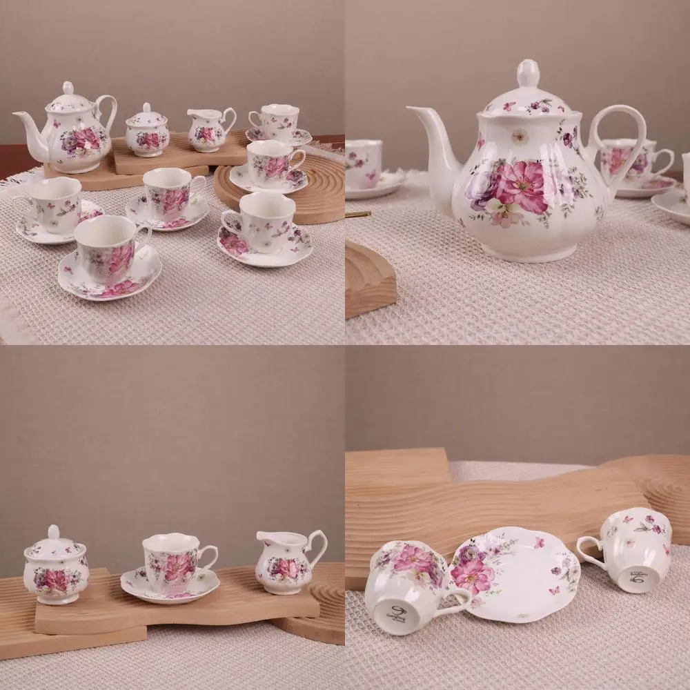 15-Piece Porcelain Tea Set for 6, Includes Cups, Saucers, Teapot, Sugar Bowl, and Cream Pitcher
15-Piece Porcelain Tea Set for 6, Includes Cups, Saucers, Teapot, Sugar Bowl, and Cream Pitcher