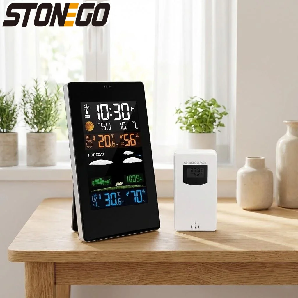 Wireless Weather Station with Indoor Outdoor Temperature Humidity Monitor Digital Thermometer Color LCD Display
Wireless Weather Station with Indoor Outdoor Temperature Humidity Monitor Digital Thermometer Color LCD Display