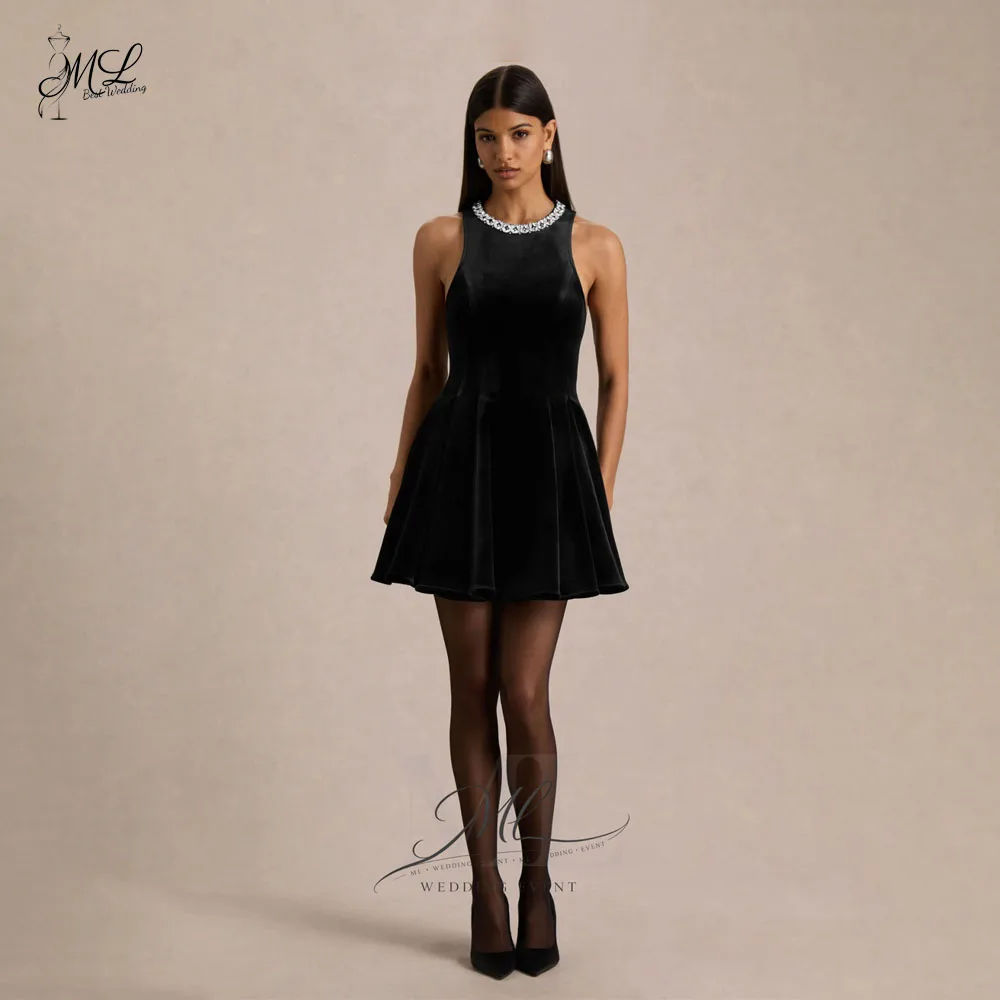 ML Modern Sexy Black O-Neck Short Prom Cocktail Dress Crystal Beading Mini Girls Holiday Velvet Party Dress Customized
ML Modern Sexy Black O-Neck Short Prom Cocktail Dress Crystal Beading Mini Girls Holiday Velvet Party Dress Customized