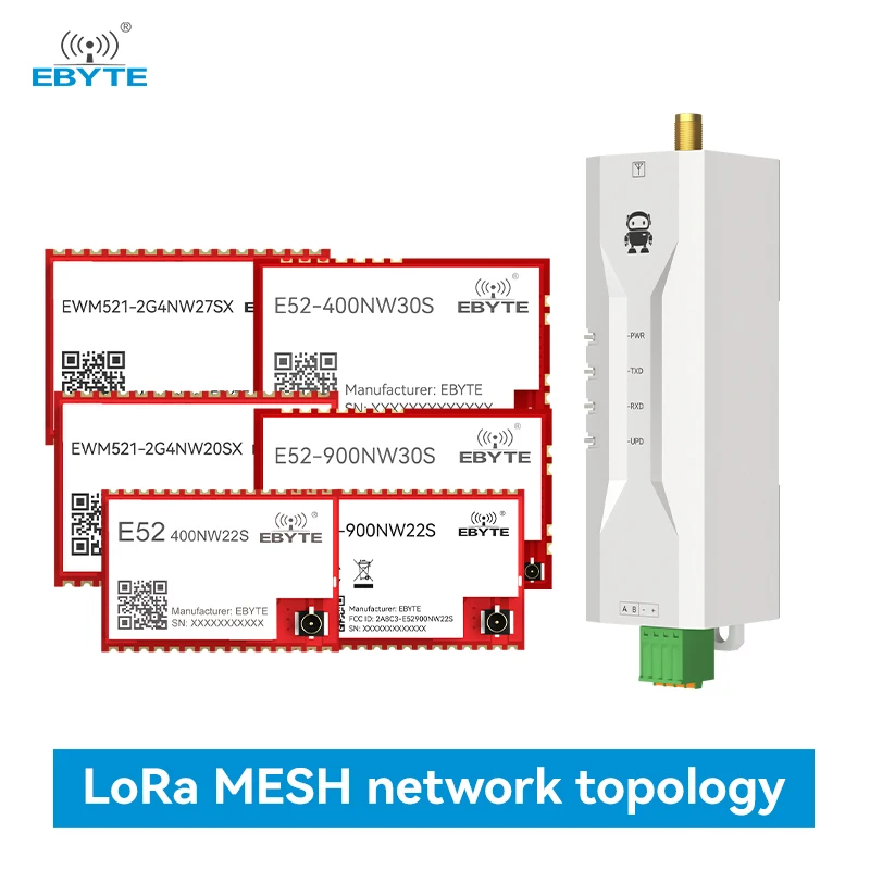 LoRa Mesh Wireless Module EBYTE E52 EWM521 2.4G/433/868/915MHz Decentralized Self-organizing Network 22dBm Self-routing
LoRa Mesh Wireless Module EBYTE E52 EWM521 2.4G/433/868/915MHz Decentralized Self-organizing Network 22dBm Self-routing