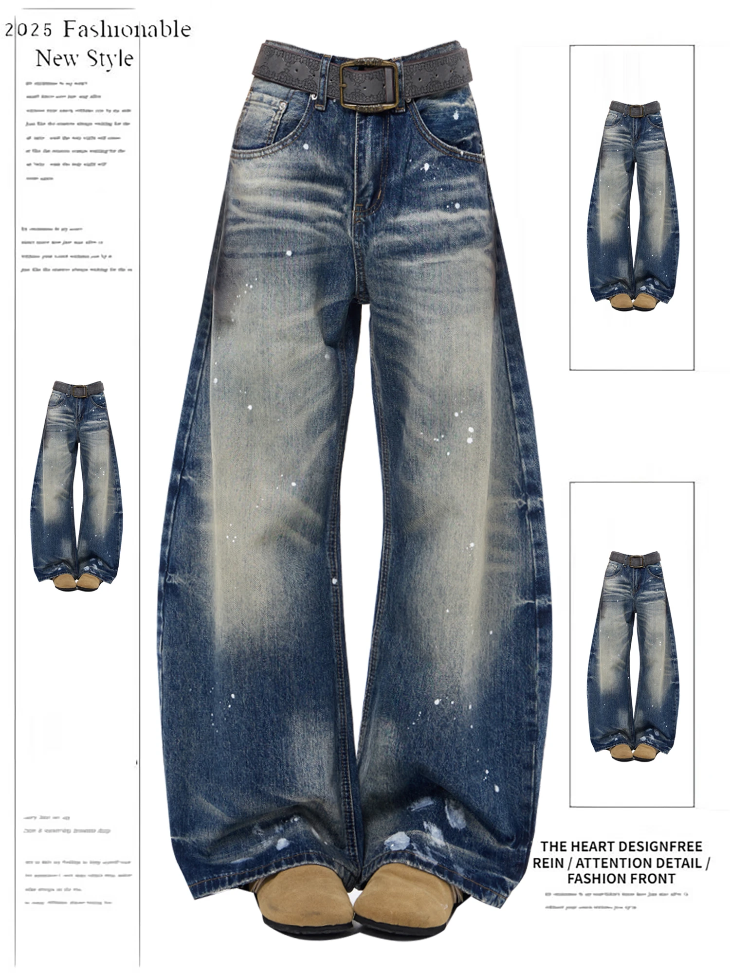 Y2K Women's High Waist Wide Leg Jeans Vintage Washed Paint Splatter Loose Fit Denim Pants Streetwear Retro Trousers
Y2K Women's High Waist Wide Leg Jeans Vintage Washed Paint Splatter Loose Fit Denim Pants Streetwear Retro Trousers