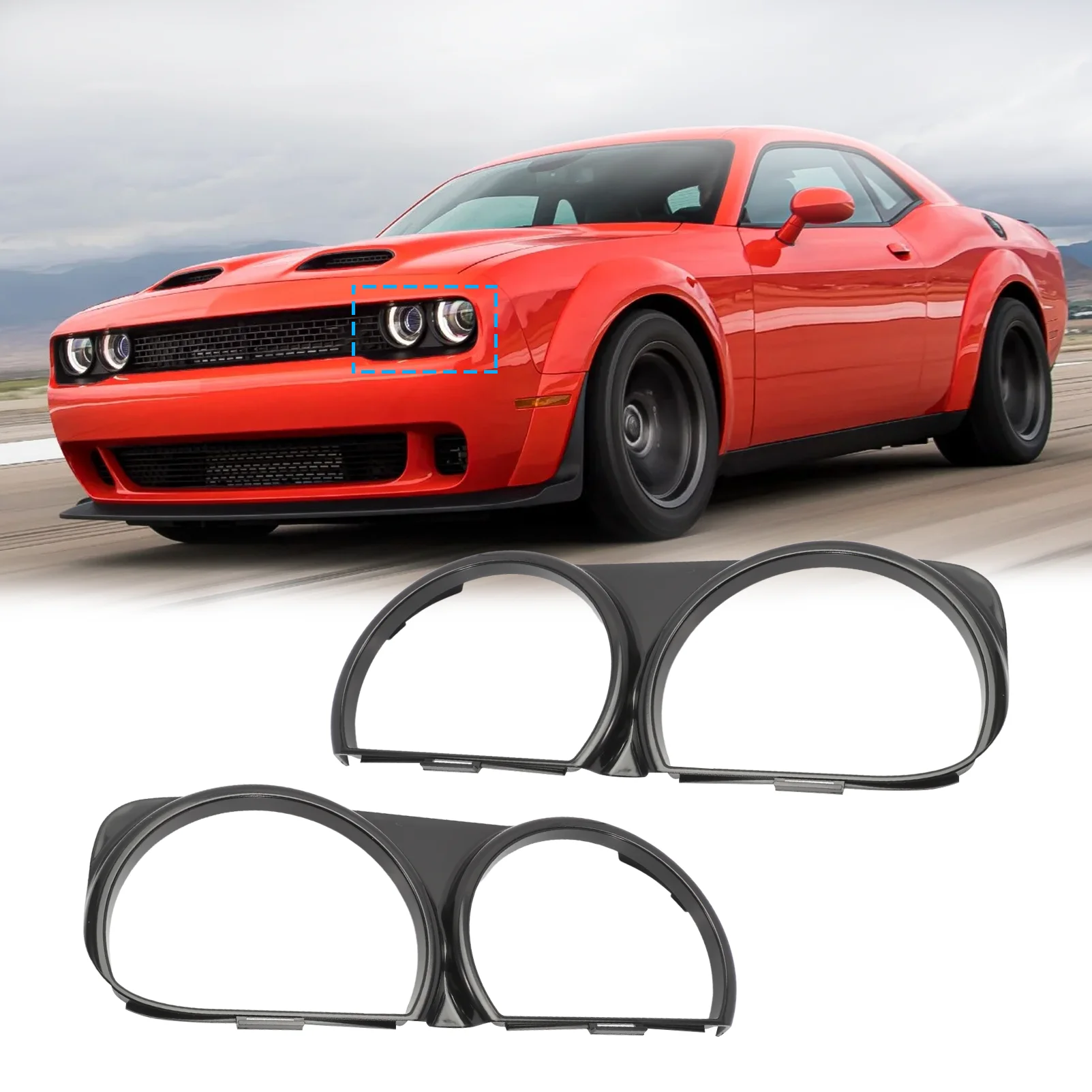 1 пара ободков фар автомобиля для 2015-2021 Dodge Challenger 68259052AB, 68259053AB, CH2511101, CH2510101 левый правый
1 пара ободков фар автомобиля для 2015-2021 Dodge Challenger 68259052AB, 68259053AB, CH2511101, CH2510101 левый правый