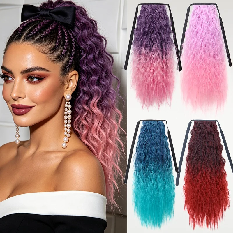 22Inch Synthetic Long Kinky Wavy Curly Wrap Around Ponytail Hair Extension Soft Rainbow Colors Hairpiece for Women
22Inch Synthetic Long Kinky Wavy Curly Wrap Around Ponytail Hair Extension Soft Rainbow Colors Hairpiece for Women