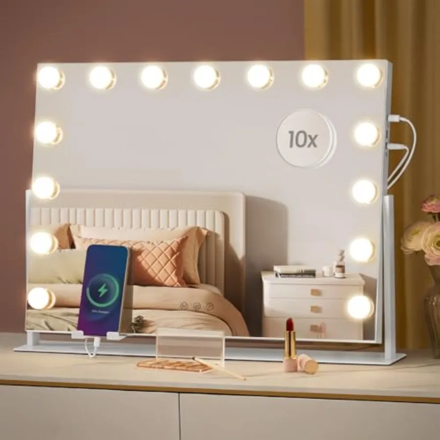 Vanity Makeup Mirror with Lights Touch Control 15 with Charging Ports Detachable 10X Magnifying Mirror 3 Color Temperatures Dim
Vanity Makeup Mirror with Lights Touch Control 15 with Charging Ports Detachable 10X Magnifying Mirror 3 Color Temperatures Dim