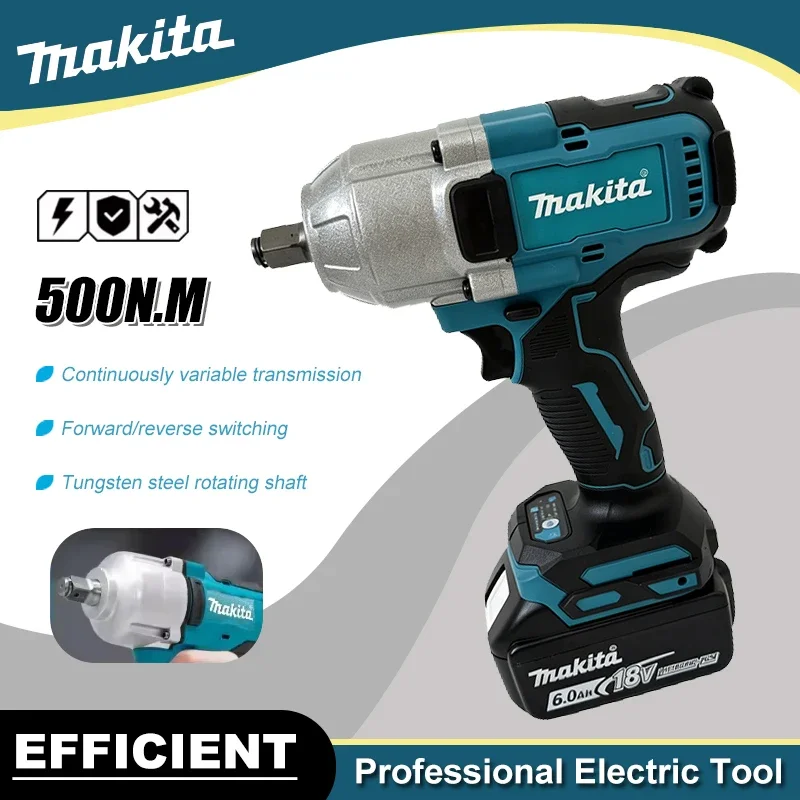 Makita Brushless Cordless Impact Wrench 500Nm High Torque Square Drive Electric Impact Gun For Car Tire Repair Construction
Makita Brushless Cordless Impact Wrench 500Nm High Torque Square Drive Electric Impact Gun For Car Tire Repair Construction