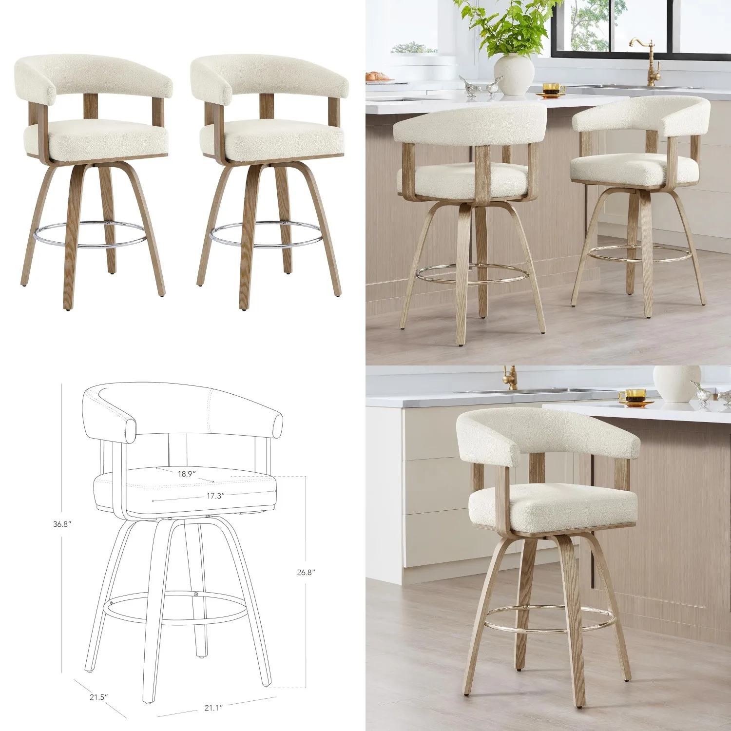 FSC Polyester Swivel Counter Height Barstools 2pcs w/ Back & Armrest Kitchen Island Bar 27in Seat, Customized
FSC Polyester Swivel Counter Height Barstools 2pcs w/ Back & Armrest Kitchen Island Bar 27in Seat, Customized