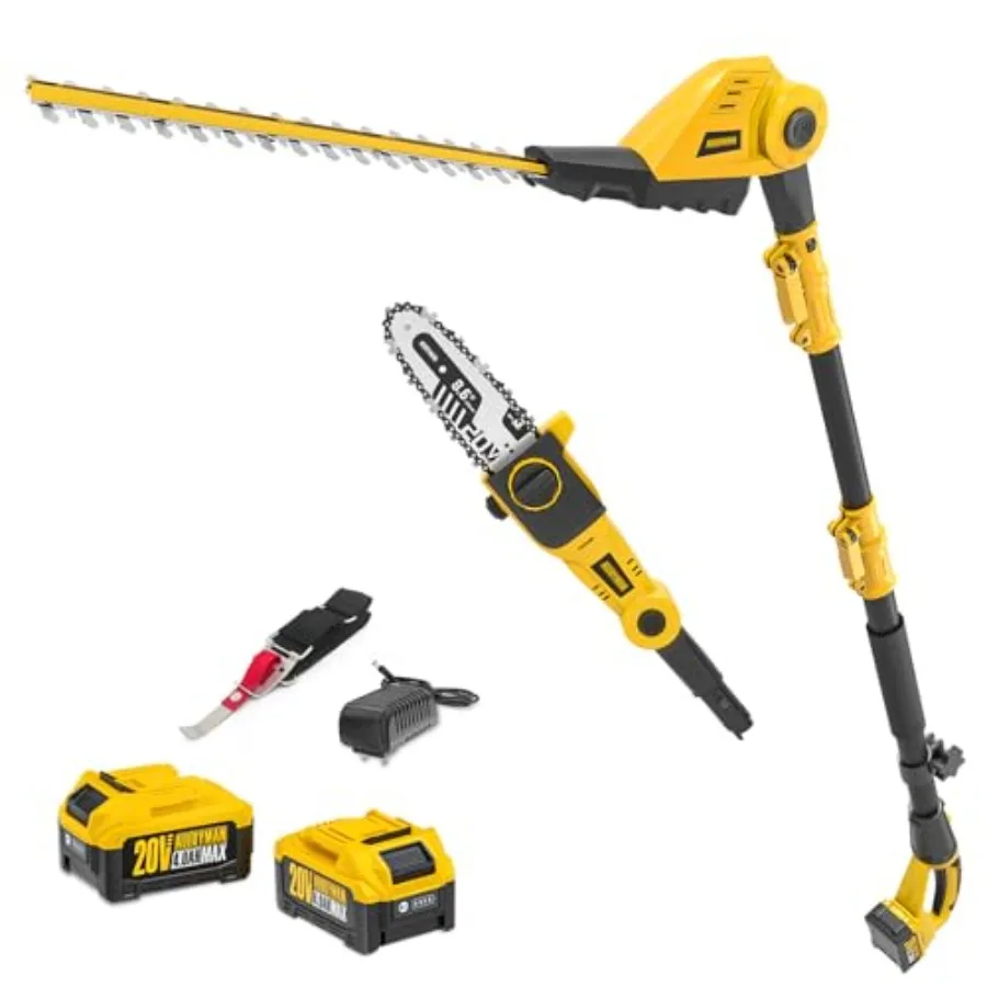 2-in-1 Telescopic Cordless Pole Hedge Trimmer 16-Inch and Pole Saw 8.6-Inch, with 2 Packs 4.0Ah Batteries Charger, for Tree Tri
2-in-1 Telescopic Cordless Pole Hedge Trimmer 16-Inch and Pole Saw 8.6-Inch, with 2 Packs 4.0Ah Batteries Charger, for Tree Tri