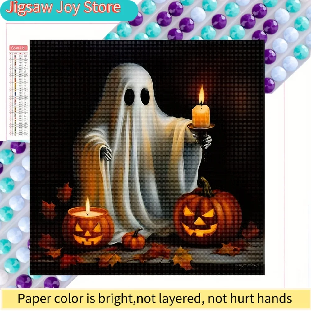 Halloween Themed 5D Diamond Painting Kit - Anime Style Ghost with Pumpkins & Candle - DIY Acrylic Round Diamond Art Set for Ho
Halloween Themed 5D Diamond Painting Kit - Anime Style Ghost with Pumpkins & Candle - DIY Acrylic Round Diamond Art Set for Ho
