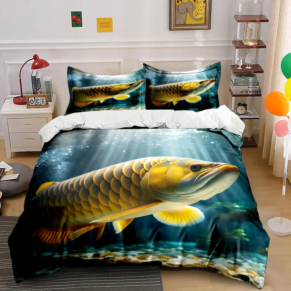 3pcs Golden Arowana Swimming Underwater Duvet Cover Set with 3D Printing Design Soft Polyester Bedding Set All-Season Comfort
3pcs Golden Arowana Swimming Underwater Duvet Cover Set with 3D Printing Design Soft Polyester Bedding Set All-Season Comfort