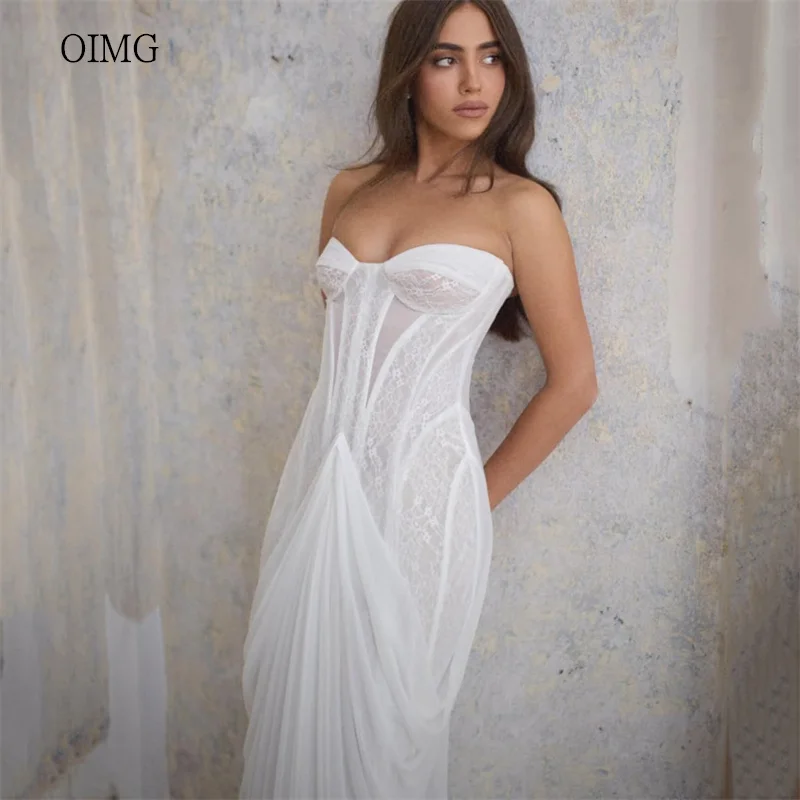 OIMG Sexy Sweetheart Neck Mermiad Wedding Dress Chiffon Backless Bride Dresses Floor Length Long Tail Wedding Gowns Customized
OIMG Sexy Sweetheart Neck Mermiad Wedding Dress Chiffon Backless Bride Dresses Floor Length Long Tail Wedding Gowns Customized