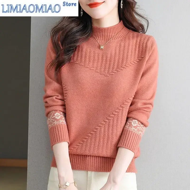 Half High Collar Screw Thread Lantern Long Sleeve Autumn Winter Women's Clothing Pullover Sweater Knitted Flattering Tops
Half High Collar Screw Thread Lantern Long Sleeve Autumn Winter Women's Clothing Pullover Sweater Knitted Flattering Tops
