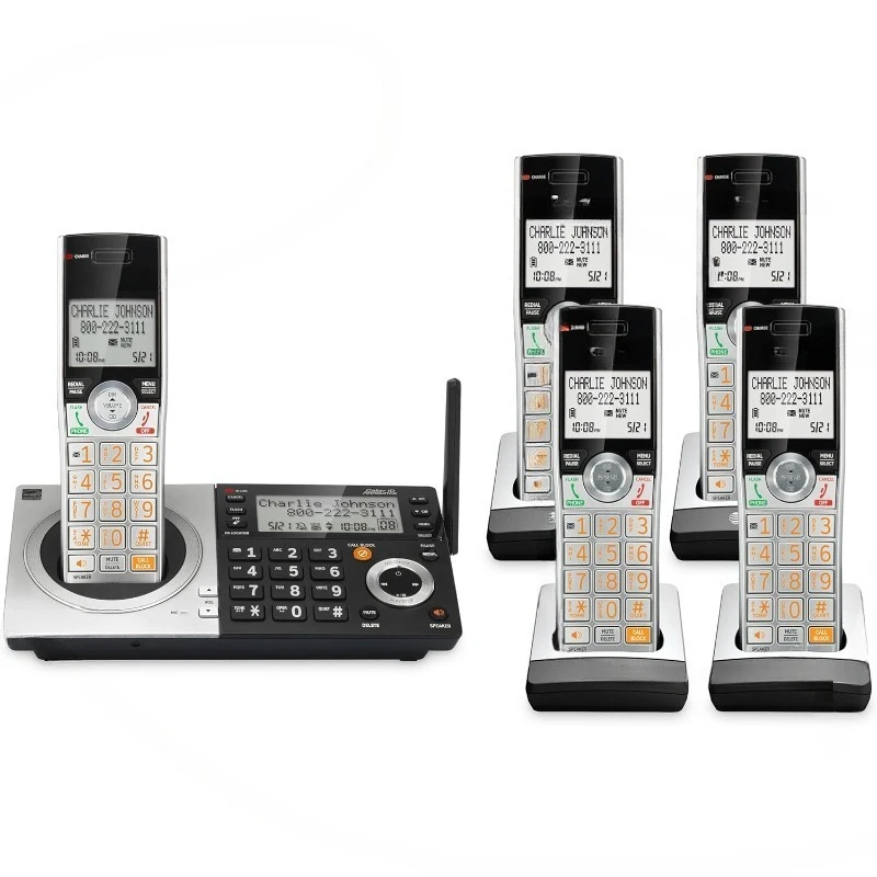 CL83507 DECT 6.0 Беспроводной телефон с 5 трубками для дома с двойной клавиатурой, машиной для ответов, блокировкой вызовов, объявлением идентификатора вызывающего абонента
CL83507 DECT 6.0 Беспроводной телефон с 5 трубками для дома с двойной клавиатурой, машиной для ответов, блокировкой вызовов, объявлением идентификатора вызывающего абонента