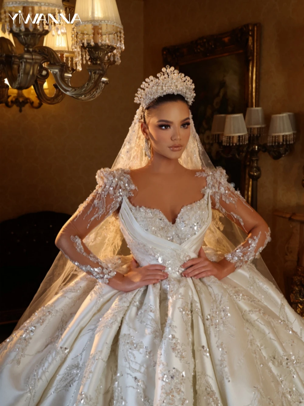 Romantic Sweetheart Neck Wedding Dress Sparkly Sequins Beads Bride Robe Elegant Satin Ball Gown Long Bridal Gown Robe De Mariée
Romantic Sweetheart Neck Wedding Dress Sparkly Sequins Beads Bride Robe Elegant Satin Ball Gown Long Bridal Gown Robe De Mariée