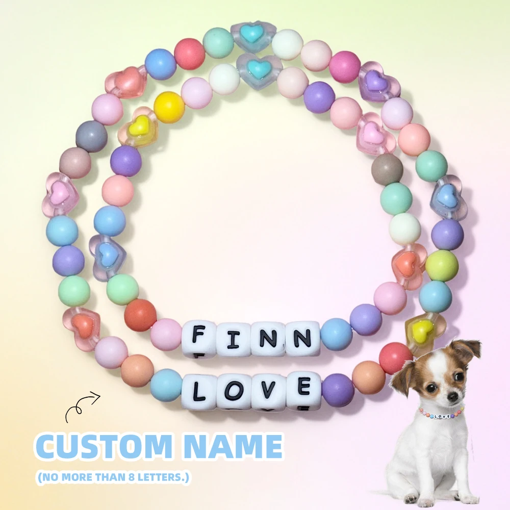Cute Personalized Dog Cat Collar - Customized DIY Name Pet Beaded Necklace Holiday Accessories with Heart Plastic Lightweight
Cute Personalized Dog Cat Collar - Customized DIY Name Pet Beaded Necklace Holiday Accessories with Heart Plastic Lightweight