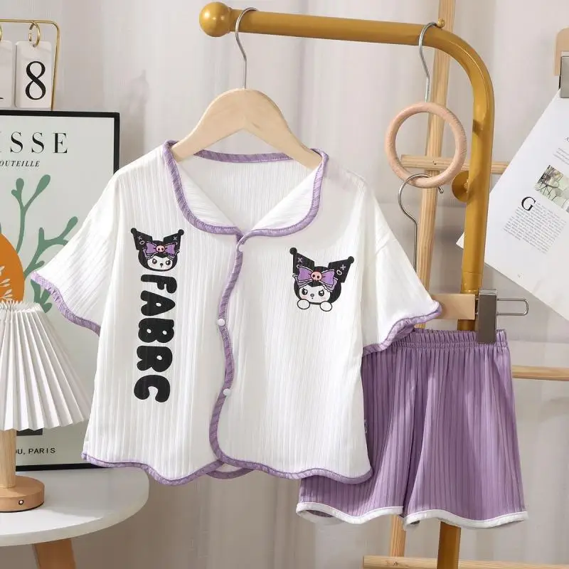 Kuromi Child Cartoon Ice Silk Loungewear Sanrios Child Pajamas Summer New Short Sleeve Shorts Two-Piece Set Kids Sleepwear
Kuromi Child Cartoon Ice Silk Loungewear Sanrios Child Pajamas Summer New Short Sleeve Shorts Two-Piece Set Kids Sleepwear