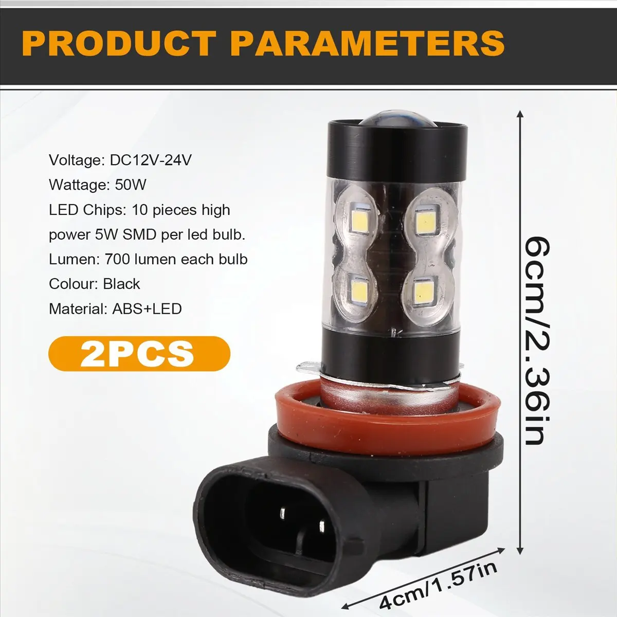 2-Pack High Power 50W Super Bright H11/H8 10-SMD Led Lights Bulb Main in Car Light
2-Pack High Power 50W Super Bright H11/H8 10-SMD Led Lights Bulb Main in Car Light