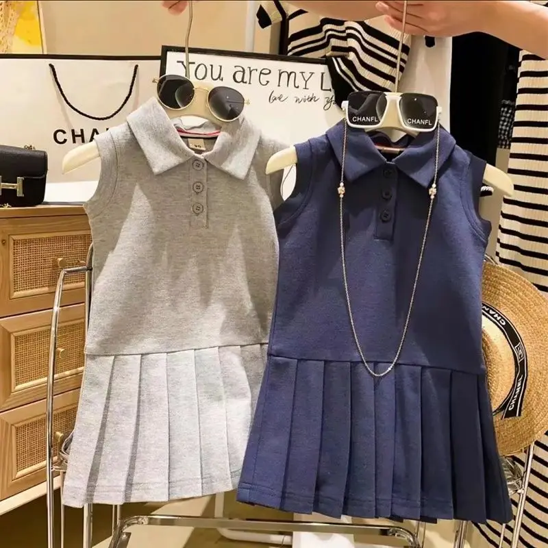 Children's clothing little girl 2025 summer clothing new small lapel vest skirt girls fashion Polo dress
Children's clothing little girl 2025 summer clothing new small lapel vest skirt girls fashion Polo dress
