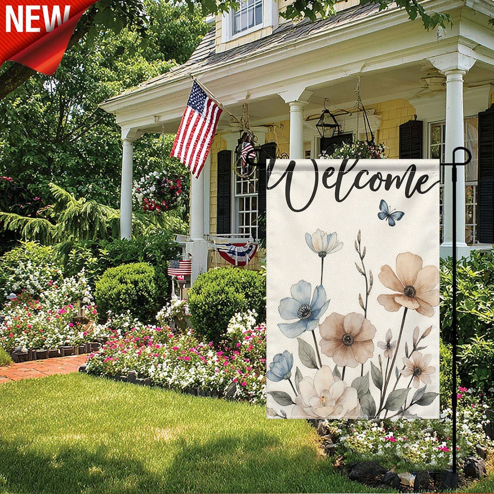 1PC, Welcome Floral Garden Flag Watercolor Flower Butterfly Print Outdoor Yard Decorative Flag
1PC, Welcome Floral Garden Flag Watercolor Flower Butterfly Print Outdoor Yard Decorative Flag