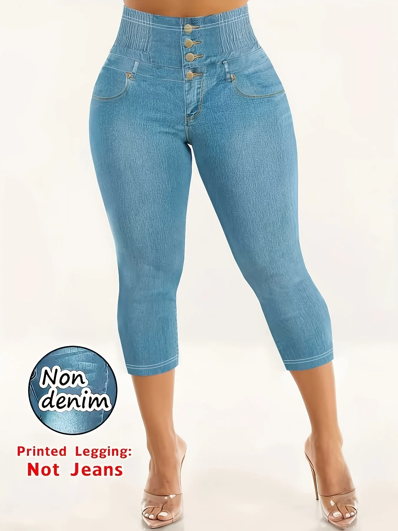 Women's Imitation Denim Leggings - Tight Yoga Stretch Pants - Women's Slim Printed Capri Pants - Stretch Non-sheer Trousers - We
Women's Imitation Denim Leggings - Tight Yoga Stretch Pants - Women's Slim Printed Capri Pants - Stretch Non-sheer Trousers - We