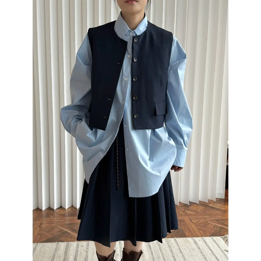 Женский короткий жилет без воротника в корейском стиле в стиле ретро, весна-лето, новый цветной контрастный свободный комплектный топ с профилем
Женский короткий жилет без воротника в корейском стиле в стиле ретро, весна-лето, новый цветной контрастный свободный комплектный топ с профилем