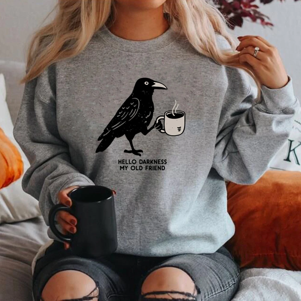 Raven Crow Coffee Sweatshirt Halloween Hoodie Men Women Long Sleeve Sweatshirts Crewneck Fall Pullovers Gift for Coffee Lover
Raven Crow Coffee Sweatshirt Halloween Hoodie Men Women Long Sleeve Sweatshirts Crewneck Fall Pullovers Gift for Coffee Lover