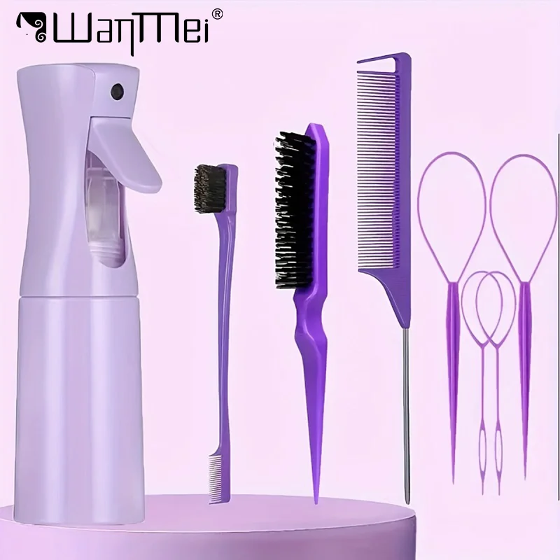 8pcs/set Hair Braiders with 200ml Water Spray Bottle Rat Tail 2-sided Edge Comb Teasing Brush Hair Beauty Styling Tools Kit
8pcs/set Hair Braiders with 200ml Water Spray Bottle Rat Tail 2-sided Edge Comb Teasing Brush Hair Beauty Styling Tools Kit