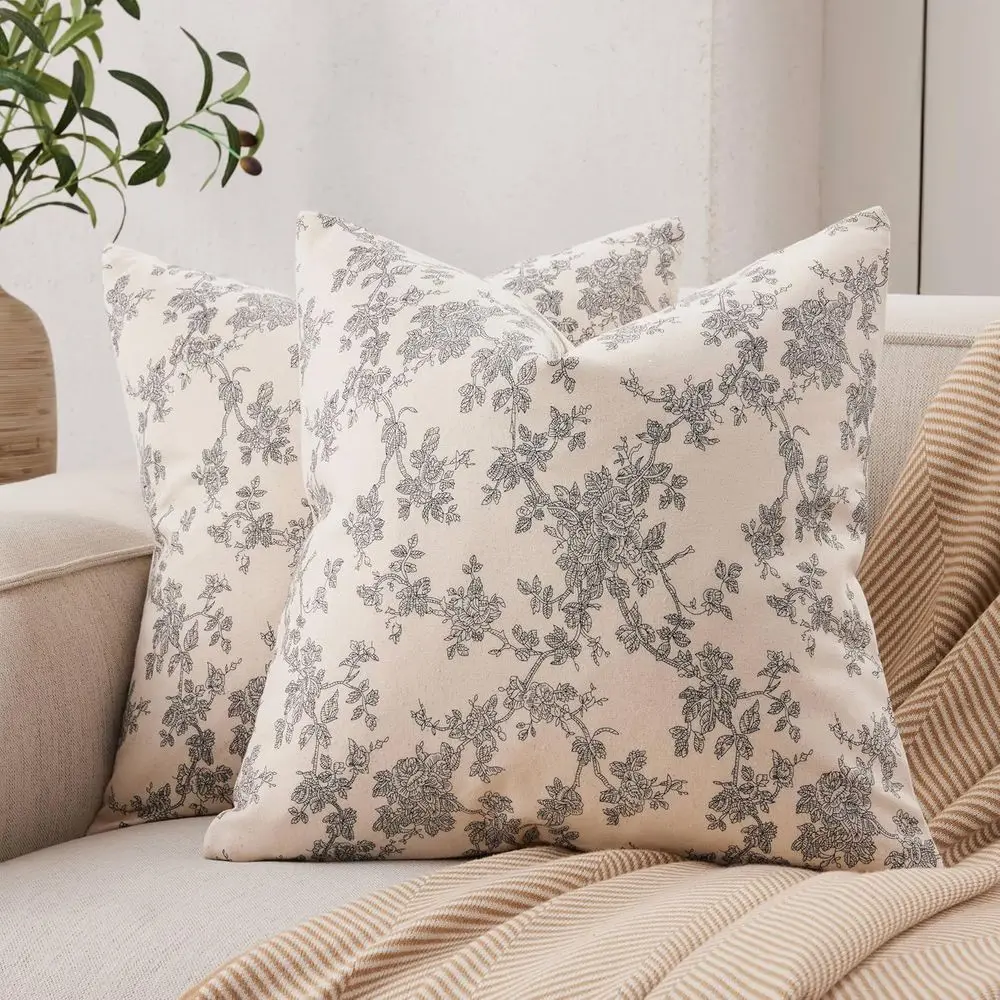 100% Cotton French Pastoral Throw Pillow Covers Set of 2, 20x20 Inch Black Farmhouse Decorative Cushion Covers for Sofa Bed Livi
100% Cotton French Pastoral Throw Pillow Covers Set of 2, 20x20 Inch Black Farmhouse Decorative Cushion Covers for Sofa Bed Livi