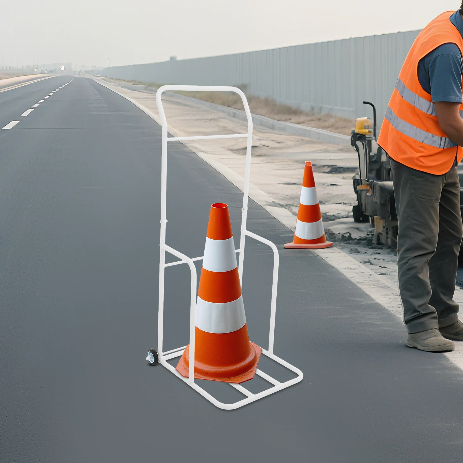 Metal Traffic Cone Cart, White / Black Optional, 158.76kg/350lbs Load, Traffic Cones Holder with 2 Wheels for Wide Application
Metal Traffic Cone Cart, White / Black Optional, 158.76kg/350lbs Load, Traffic Cones Holder with 2 Wheels for Wide Application