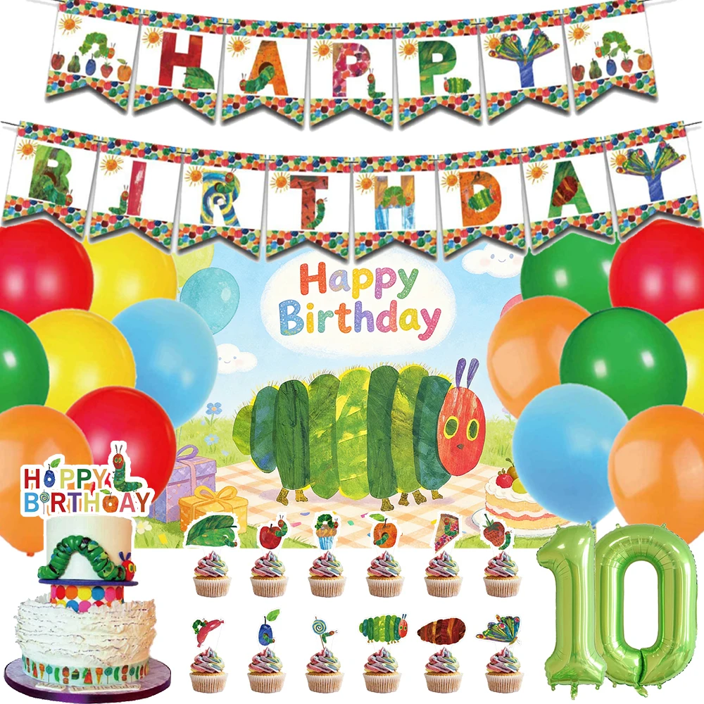 Cartoon The Very Hungry Caterpillar Kid Birthday Party Decoration Background Balloon Set Cake Topper Backdrop Baby Shower Gift
Cartoon The Very Hungry Caterpillar Kid Birthday Party Decoration Background Balloon Set Cake Topper Backdrop Baby Shower Gift