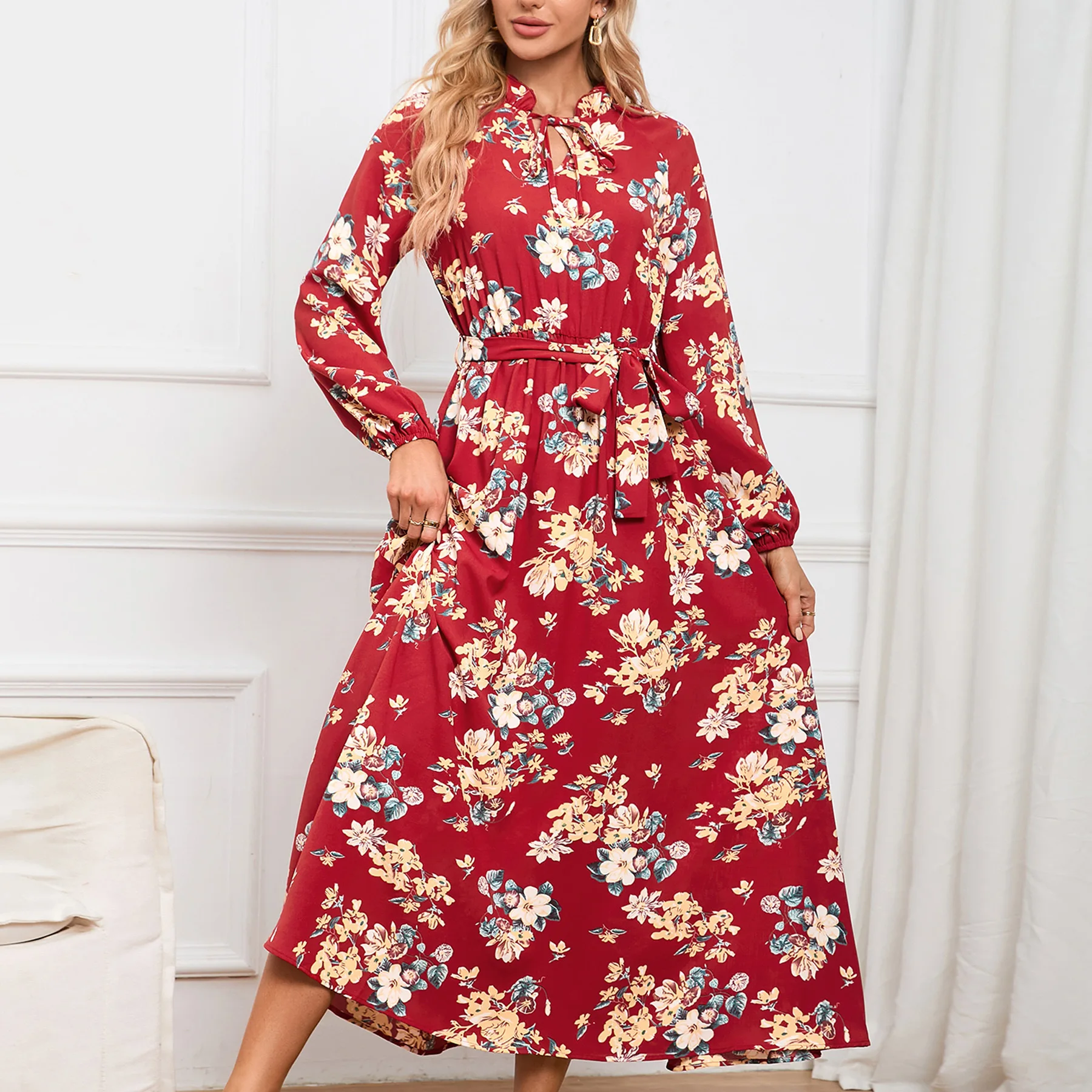 Women Floral Fall Long Sleeve Dress 2023 Midi Dress Boho Casual Square Neck Trendy Dresses
Women Floral Fall Long Sleeve Dress 2023 Midi Dress Boho Casual Square Neck Trendy Dresses