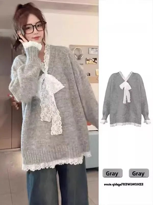 Extra Large 300 Pounds Knot Lace Splicing Sweater Women's Autumn Winter Loose Casual Anti-aging Knitted Top
Extra Large 300 Pounds Knot Lace Splicing Sweater Women's Autumn Winter Loose Casual Anti-aging Knitted Top