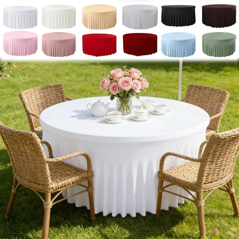 Pleated Wave Spandex Round Tablecloth Elastic Skirted Cover 4/5/6FT for Banquet Wedding Baby Shower Stain-Resistant Easy Care
Pleated Wave Spandex Round Tablecloth Elastic Skirted Cover 4/5/6FT for Banquet Wedding Baby Shower Stain-Resistant Easy Care