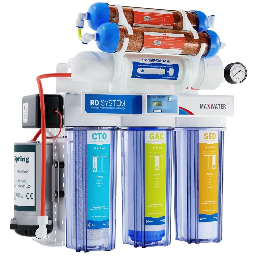 Stage 6 50 GPD Reverse Osmosis Water Filtration System with Digital TDS Meter and Pump for Aquariums
Stage 6 50 GPD Reverse Osmosis Water Filtration System with Digital TDS Meter and Pump for Aquariums