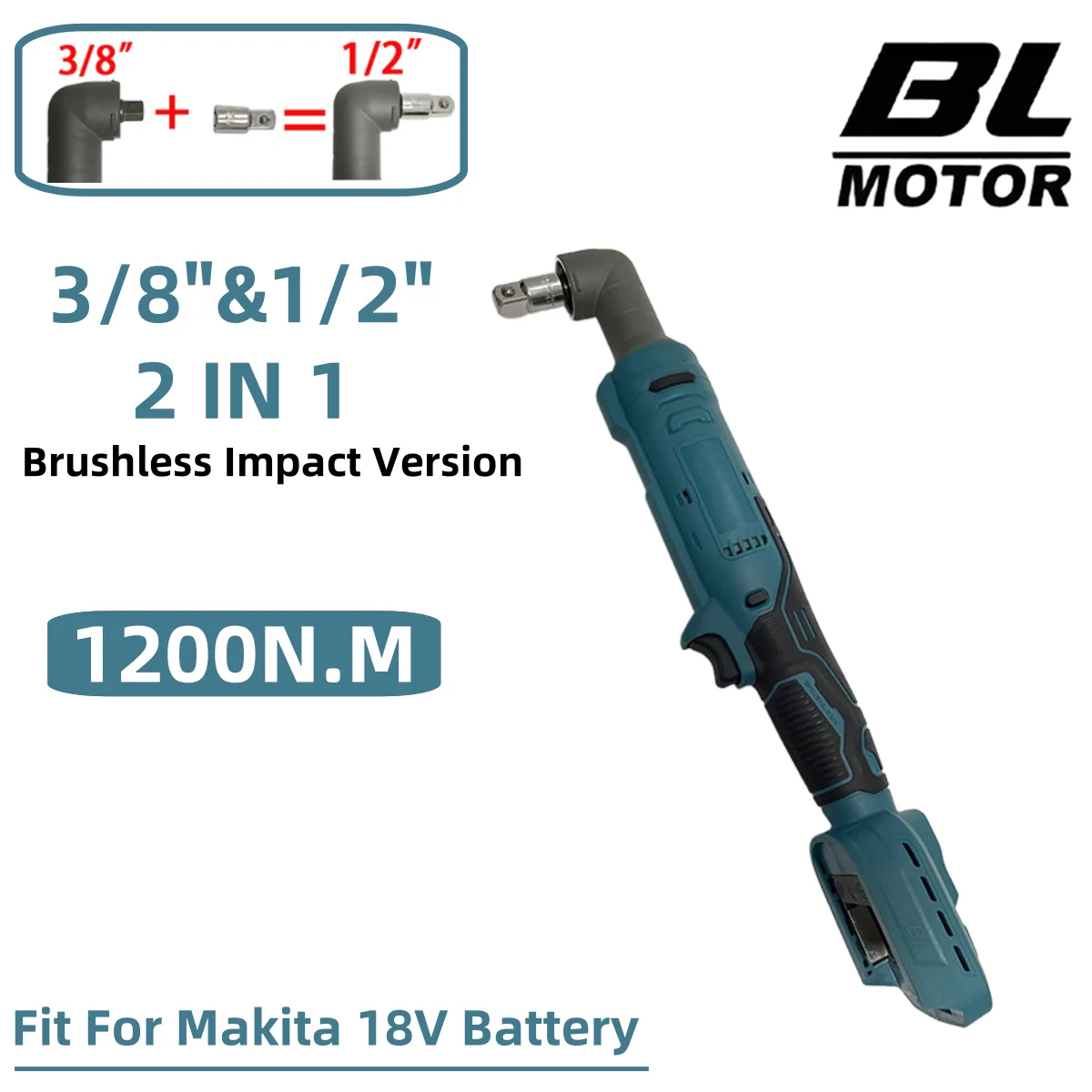 Fit For Makita 18V Battery 3/8''&1/2'' Brushless Electric Ratchet Wrench 1200N.M Cordless Removal Screw Nut Driver Power Tools
Fit For Makita 18V Battery 3/8''&1/2'' Brushless Electric Ratchet Wrench 1200N.M Cordless Removal Screw Nut Driver Power Tools