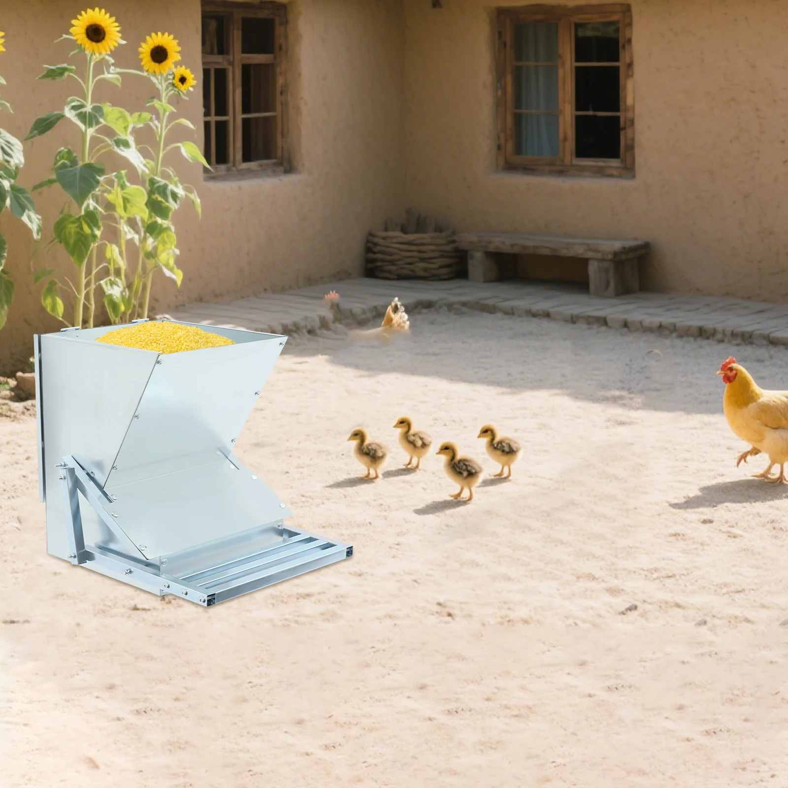 Silver Steel Pedal Feeder 38.6x30.7x40.8cm Automatic Bird-proof Large-capacity Automatic Feeder for Poultry, Chickens and Ducks
Silver Steel Pedal Feeder 38.6x30.7x40.8cm Automatic Bird-proof Large-capacity Automatic Feeder for Poultry, Chickens and Ducks