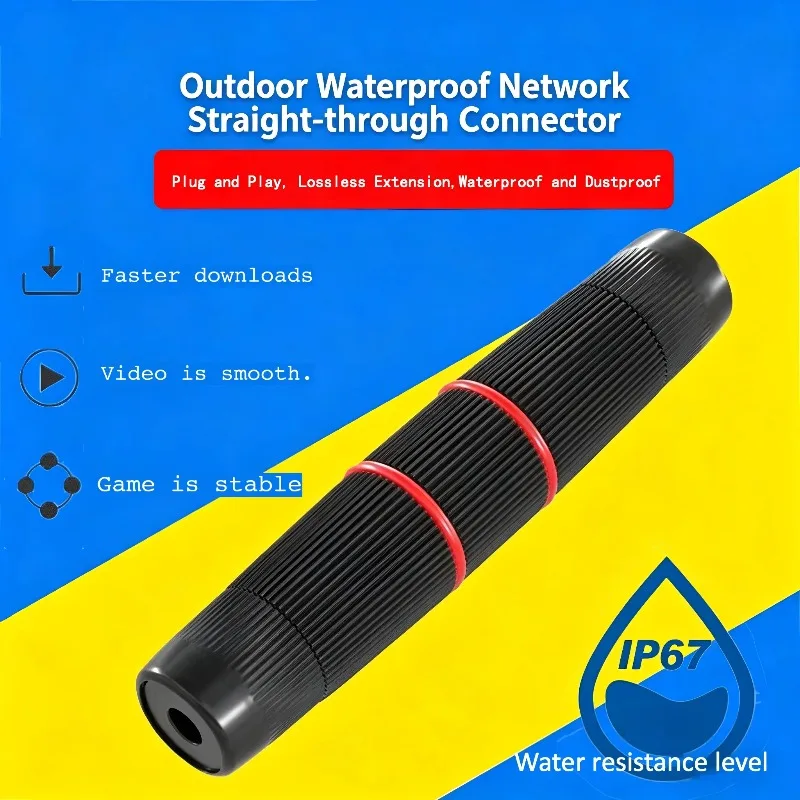 IP67 Waterproof RJ45 Coupler, Ethernet Network Straight Through Connector, Outdoor LAN Cable Extender Adapter