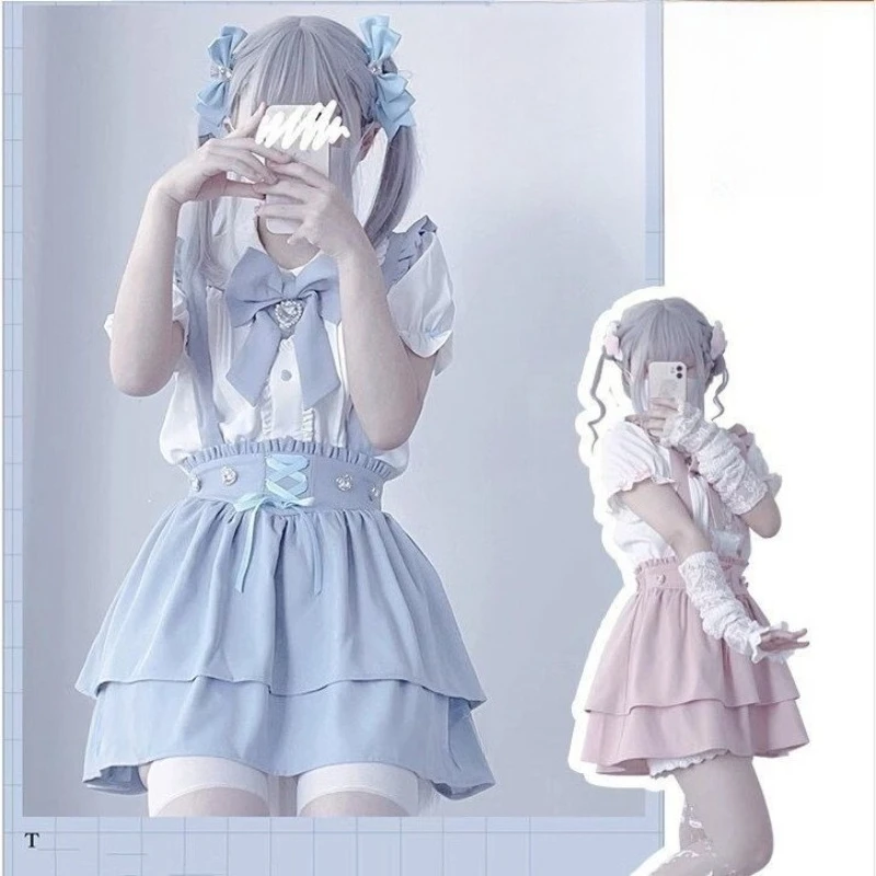 Watercolor System Angel Cosplay Costume Japanese Sweet Kawaii Lace Short Sleeve Shirt Bow Skirt Set Women Fashion Summer Outfit
Watercolor System Angel Cosplay Costume Japanese Sweet Kawaii Lace Short Sleeve Shirt Bow Skirt Set Women Fashion Summer Outfit
