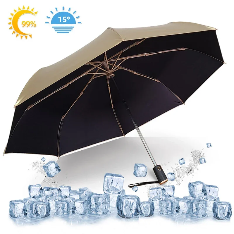 Automatic 3 Folding Sun Protection Umbrella Rain Woman Strong Windproof Sunscreen UV Sunshade Gold Black Men Luxury Parasol Gift
Automatic 3 Folding Sun Protection Umbrella Rain Woman Strong Windproof Sunscreen UV Sunshade Gold Black Men Luxury Parasol Gift