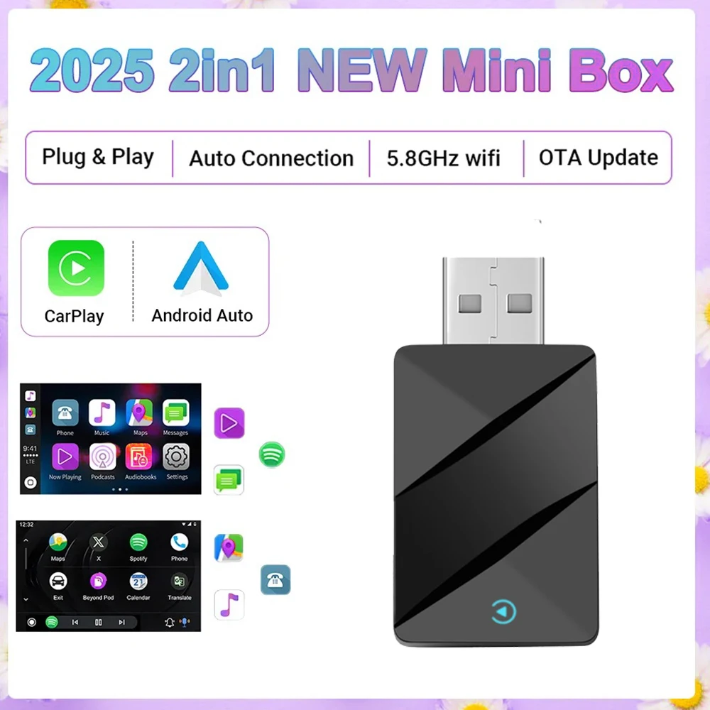 2 in 1 Wireless Carplay Adapter for Apple iOS Android Auto Smart USB Plug and Play For Havel Kia Volvo Audi MG VW Hyundai Jeep
2 in 1 Wireless Carplay Adapter for Apple iOS Android Auto Smart USB Plug and Play For Havel Kia Volvo Audi MG VW Hyundai Jeep