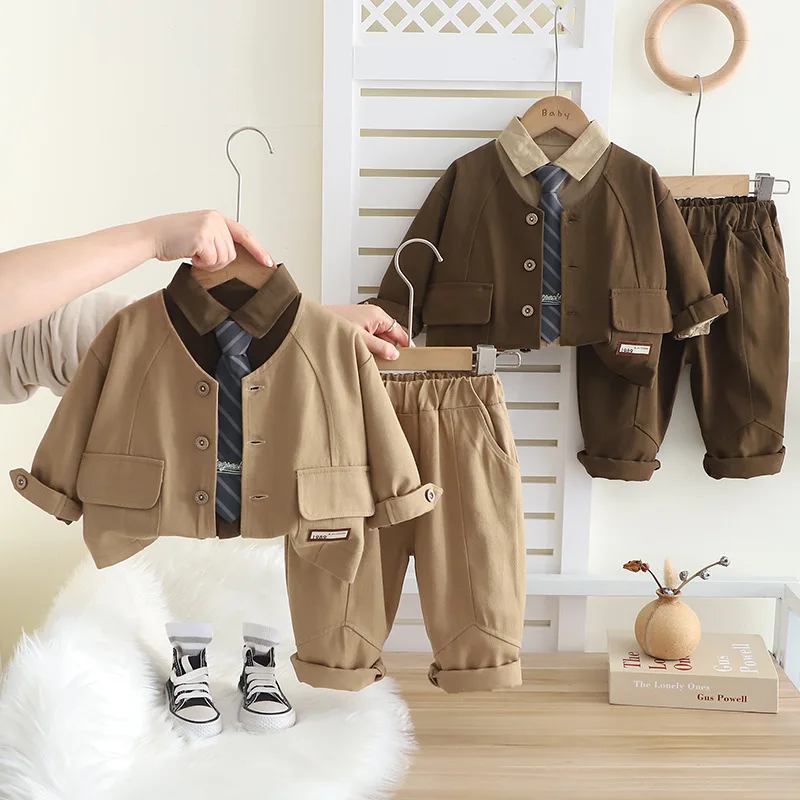 Boys Clothes Sets Spring Autumn 2025 Children Fashion Coats Tie Shirts Pants 3pcs Suit For Baby Tracksuits Kids Outfits Toddler
Boys Clothes Sets Spring Autumn 2025 Children Fashion Coats Tie Shirts Pants 3pcs Suit For Baby Tracksuits Kids Outfits Toddler