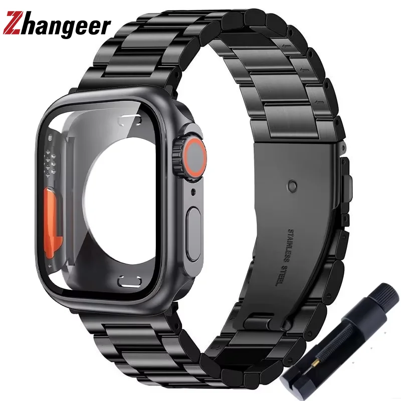 Stainless Steel Band+PC Case for Apple Watch Ultra 2 Band S10 46mm 42mm 45mm 40mm 41mm 44mm Metal Strap for iWatch Series 9 8 7
Stainless Steel Band+PC Case for Apple Watch Ultra 2 Band S10 46mm 42mm 45mm 40mm 41mm 44mm Metal Strap for iWatch Series 9 8 7