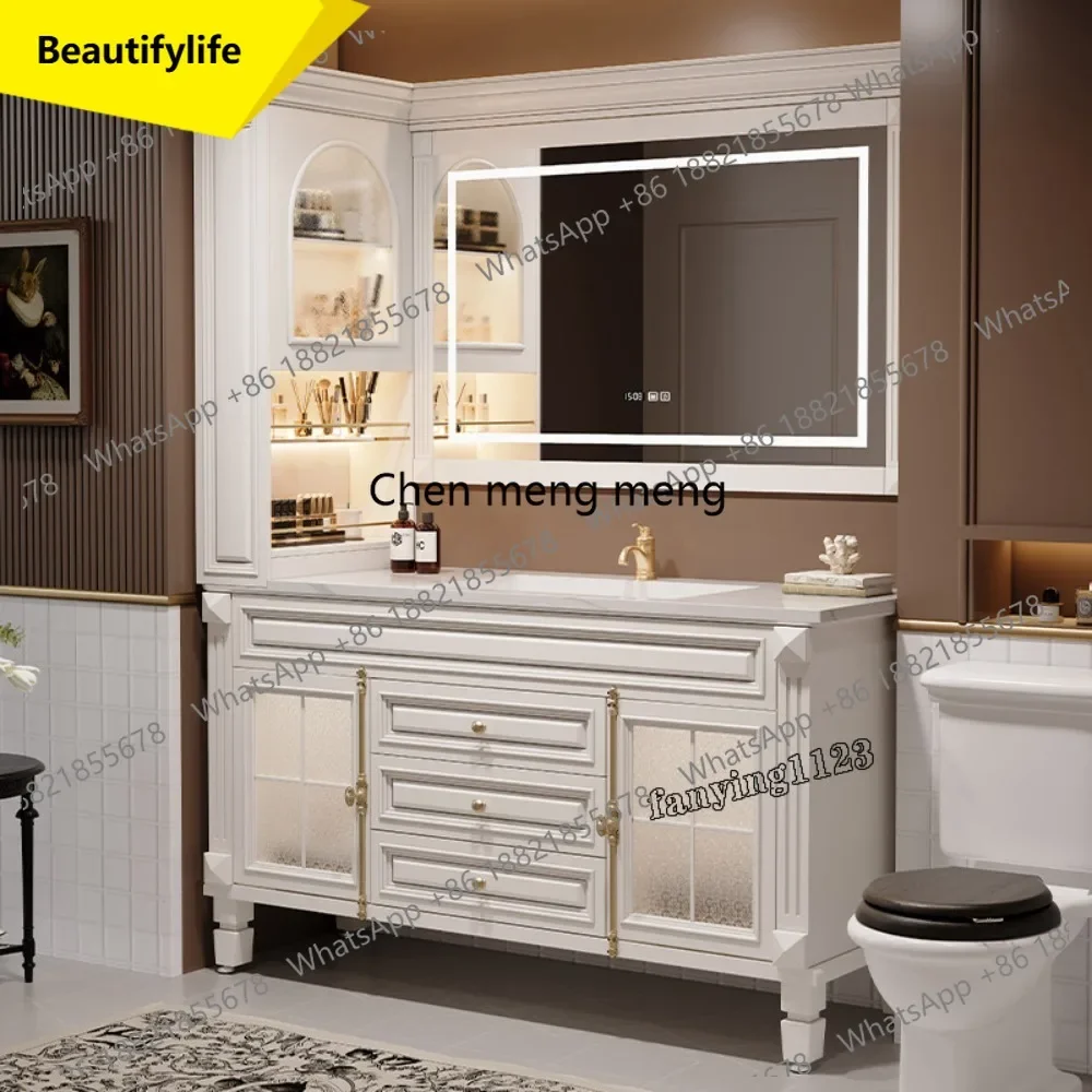 6239 American oak bathroom cabinet combination retro rock slab seamless basin washbasin floor
6239 American oak bathroom cabinet combination retro rock slab seamless basin washbasin floor
