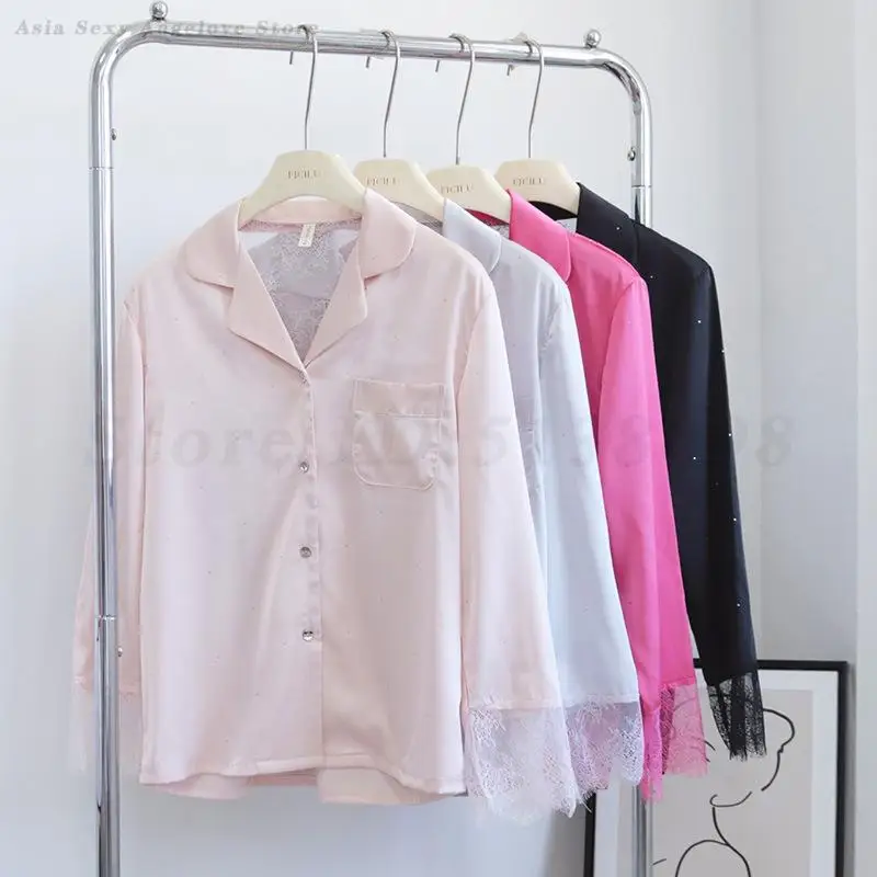 Sexy Lace Splicing 2PCS Pajamas Set Luxury Elegant Pyjamas Fashion Homewear Long Sleeve Top&trouser Autumn Silky Satin Sleepwear
Sexy Lace Splicing 2PCS Pajamas Set Luxury Elegant Pyjamas Fashion Homewear Long Sleeve Top&trouser Autumn Silky Satin Sleepwear