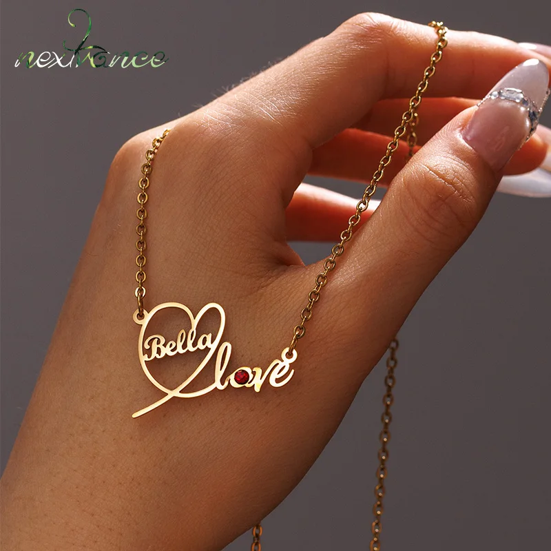 Nextvance Custom Name Heart Necklace Personalized Stainless Steel Nameplate Birthstone Pendant For Women Love Jewelry Gifts
Nextvance Custom Name Heart Necklace Personalized Stainless Steel Nameplate Birthstone Pendant For Women Love Jewelry Gifts