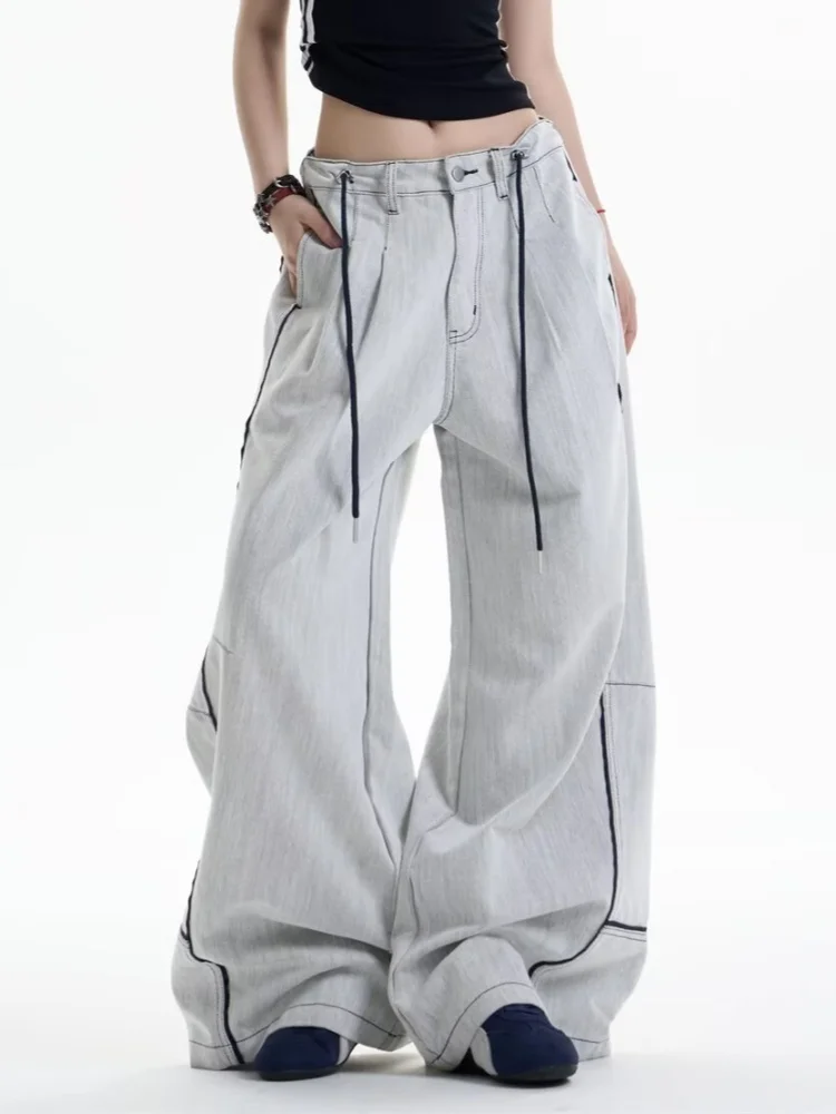 Ropa Y2K 2021, модные винтажные серые лоскутные мешковатые джинсы, брюки для женщин, одежда, широкие повседневные женские брюки, Pantalon Femme 
Ropa Y2K 2021, модные винтажные серые лоскутные мешковатые джинсы, брюки для женщин, одежда, широкие повседневные женские брюки, Pantalon Femme