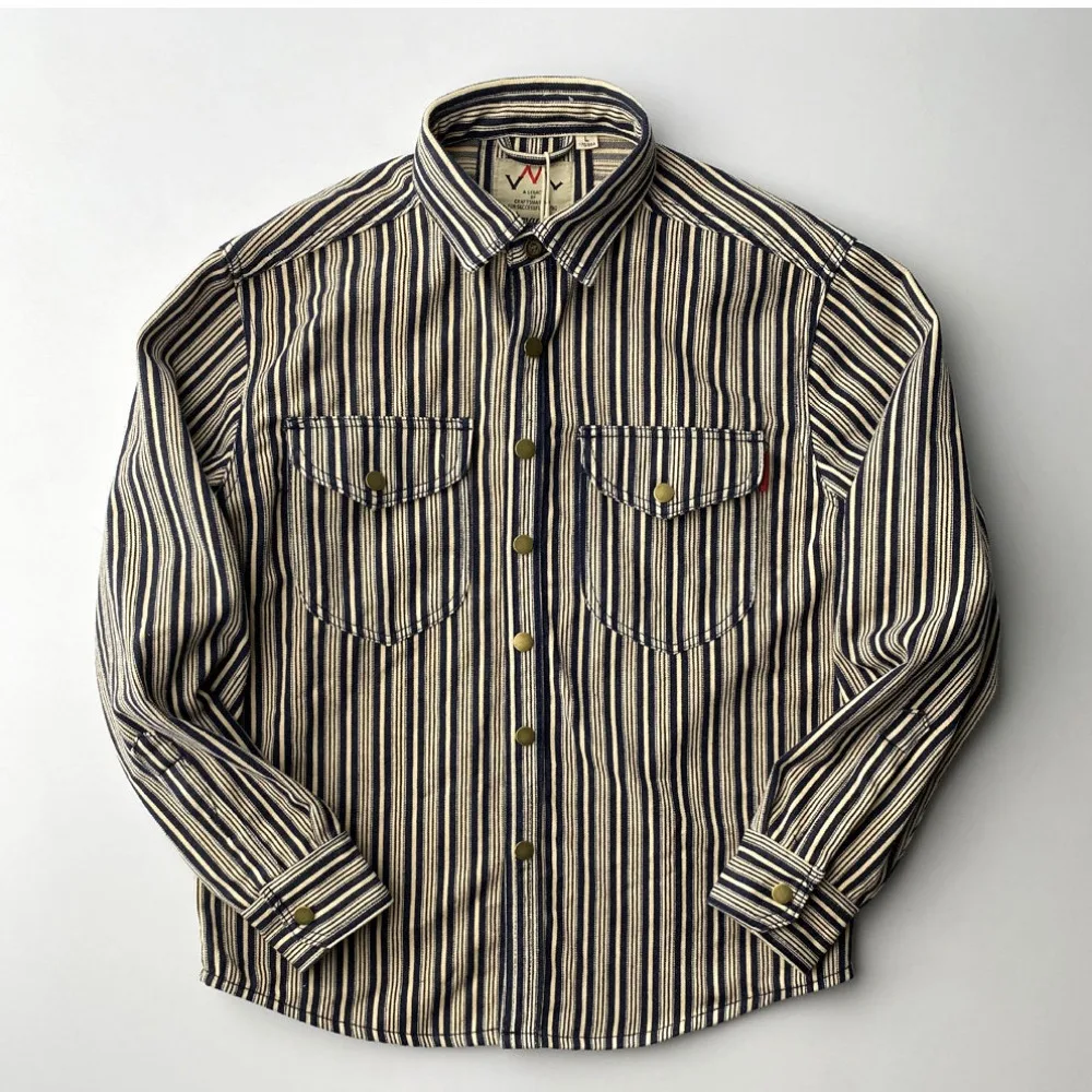 Men Vintage Striped Long Sleeve Shirts Double Chest Pockets Button Down Retro Workwear Loose Casual Streetwear Shirts
Men Vintage Striped Long Sleeve Shirts Double Chest Pockets Button Down Retro Workwear Loose Casual Streetwear Shirts