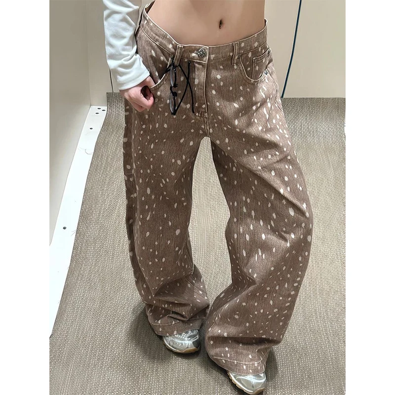 Vintage High Waist Women Brown Jeans Printing Fashion Streetwear Wide Leg Jean Female Denim Trouser Straight Baggy Denim Pants
Vintage High Waist Women Brown Jeans Printing Fashion Streetwear Wide Leg Jean Female Denim Trouser Straight Baggy Denim Pants