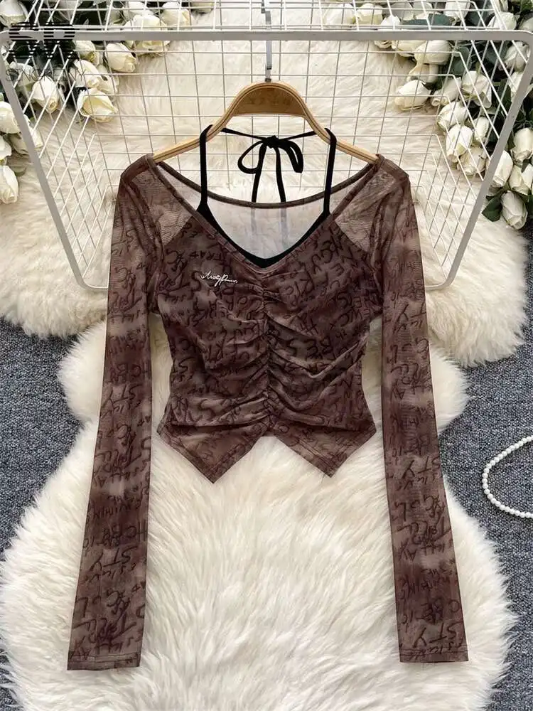 BabYoung Autumn Print Fake Two-Piece Shirt Women Halter Long Sleeve Top Ladies Vintage Senior Fashion Ruched Sheer Blouse
BabYoung Autumn Print Fake Two-Piece Shirt Women Halter Long Sleeve Top Ladies Vintage Senior Fashion Ruched Sheer Blouse